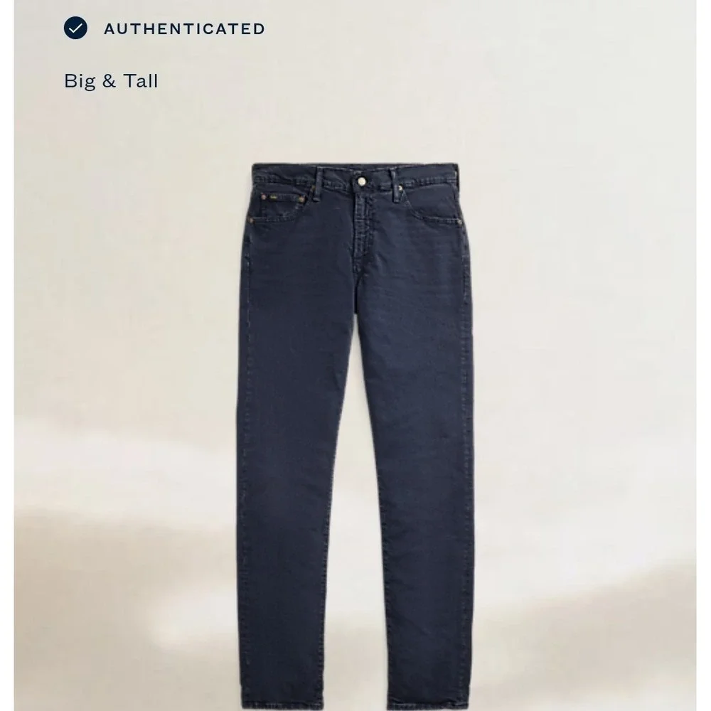 Polo Ralph Lauren Varick Slim Straight Blue Jeans Pants 5 Pocket Mens Size 50x30